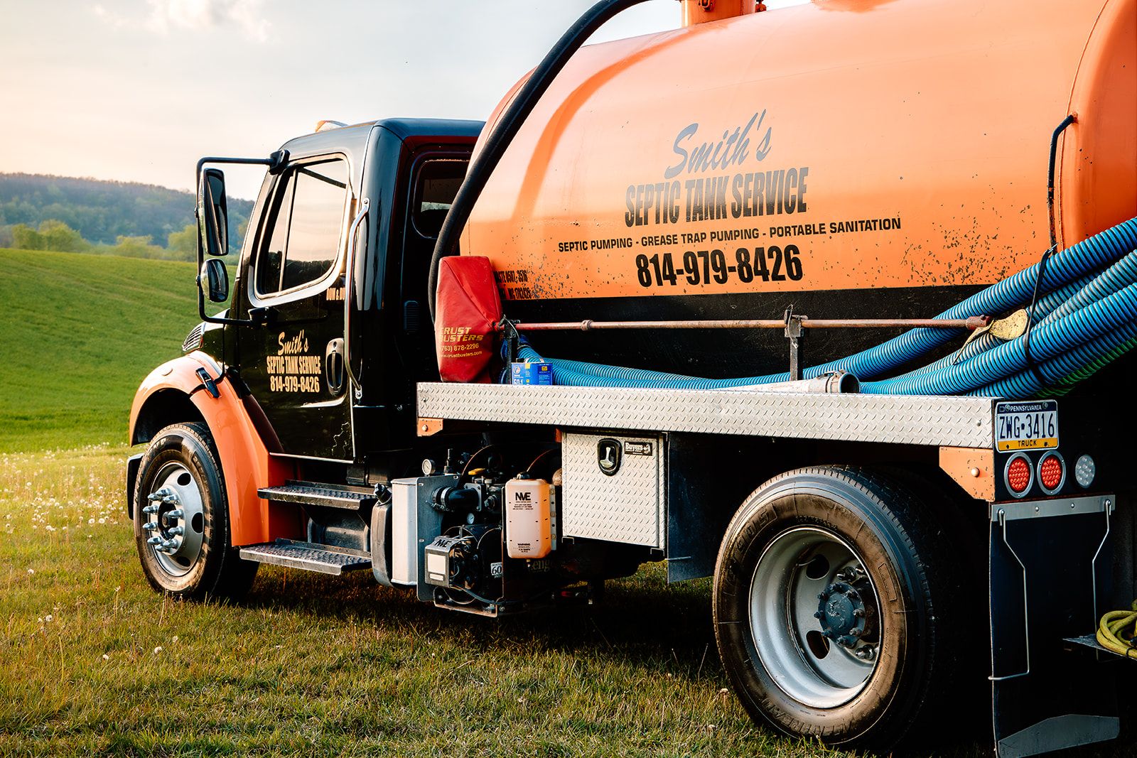Smith’s Septic Tank Service truck in Central Pennsylvania
